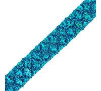 Non Stetch 3 Row Sequin Trim - Elastic Fabric Trim, Rhinestone Ribbon for Crafting, Sewing & Dressmaking - 20mm, Versatile for DIY Projects (Holographic Turquoise, 5m)