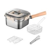 Non-Stiak Pan Deep Frying Soft Pan with Lid Searing Perforated Strainer Basket Outdoor Stove Top Cooking Utensils for Camping Picnic Garden BBQ Friends Meetings Family Party