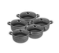 Non Stick 5PC Stockpot Pan Set Kitchen Pots Round Cooking Saucepan Food Warmer