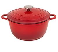 Non-Stick Aluminium Pot with Lid - Sturdy Deep Dutch Oven - Casserole Pot with Ergonomic Handles - 4L, 24cm, Red - Oven Safe Cooking Pot - by Nuovva