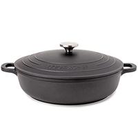 Non-Stick Aluminium Pot with Lid - Sturdy Shallow Dutch Oven - Casserole Pot with Ergonomic Handles - 3.9L, 28cm Oven Safe Cooking Pot - by Nuovva