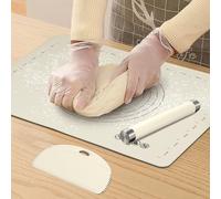 Non-Stick and Extra Large Baking Mat, Silicone Pastry Mat, Dough Rolling Mat with Rolling Pin+Dough Cutter for Pie Crust, Making Cookies, Macarons（20" x 28" ）