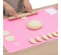 Non-Stick and No-Slip Silicone Baking Pastry Mat, Non Stick Pastry Rolling Mat with Measurement 40×50cm, Non-Slip Silicon Dough kneading Mat (Pink)