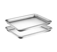 Non Stick Baking Sheets, Cookie Pan Aluminum Bakeware, Professional Quality Kitchen Cooking Non-Stick Bake Trays with Silver Coating Inside and Outside, 1 Pair of Pans
