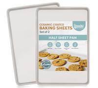 Non-Stick Ceramic Baking Sheet/Cookie Sheet - Set of 2, Durable and Easy to Clean Baking Pans for Kitchen-Dishwasher and Freezer Safe, PFAS-Free (Half Sheet Pan)