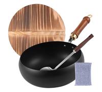 Non Stick Cooking Pot, Cast Iron Kitchen Cookware, Deep Frying Pan Set, Heavy Duty Pot with Heat Resistant Spatula, Multi Stove Cookware for Induction Electric Gas Use, for Noodles Soup Meat Vegetable