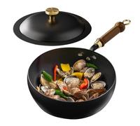 Non-Stick Cooking Pot, Cooking Pots with Lid for the Kitchen, Wooden Handle, Oven-Safe Kitchen Accessories, Wok for Household, Camping