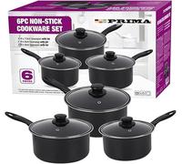 Non Stick Cookware Sets - Multi Purpose, Kitchen Cooking Pans | Kitchenware, Strong & Durable Carbon Steel with Cool Bakelite Handles, Milk Pan Saucepan (6pc Non Stick Milk Pan Cookware Set)