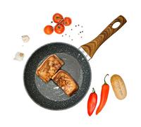 Non-Stick Copper Frying Pan with Wooden Handles | Suitable for Induction, Electric and Gas Hobs | Stone Frying Pan | Anti-Scratch Pans (24 Cm Without Lid)