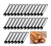 Non-Stick Cream Horn Cones, FantasyDay 30 Pcs Stainless Steel Screw Croissant Mould Cannoli Form Tubes, Cream Roll Mold Pastry Baking Mold - Christmas Anniversary Free Standing Pastry Cone Shaper