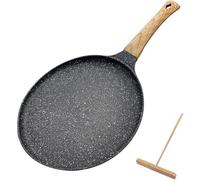Non Stick Crepe Pan 20cm Pancake Frying Pan Flat Pizza Pan PFOA Free Induction Grey Round Pancake Crepe Skillet All Hob Types (Grey, 20 * 20cm)