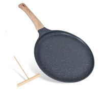 Non-Stick Crepe Pan, 24cm Pancake Pan, with Medical Stone Non Stick Coating, Dosa Die-cast Auluminium Cake Flat Skillet Tawa Griddle, Nonstick Egg Frying, for All Hobs & Induction (Grey)