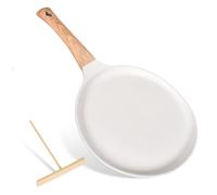 Non-Stick Crepe Pan, 24cm Pancake Pan, with Medical Stone Non Stick Coating, Dosa Die-cast Auluminium Cake Flat Skillet Tawa Griddle, Nonstick Egg Frying, for All Hobs & Induction (White)