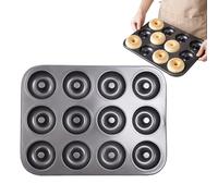 Non-Stick Donut Baking Pan, 6/12 Cavity Premium Carbon Steel Donut Mold, Nonstick Carbon Steel Mold, Heavy Duty & Oven Safe Baking Tray for Donuts, Muffins, Cakes and Biscuits, Easy Release (12 holes)