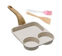 Non Stick Egg Pan | 3 Section Non Stick Breakfast Skillet with Spatula and Brush | Divided Cooking Skillet for Frying Pancake Egg Meal Preparation