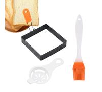 Non-Stick Egg Ring Mold - Stainless Steel Cooking Ring with Silicone Handle | Square Egg Shaper for Macmuffins Pancakes, Breakfast Sandwiches, Kitchen Frying Pan or Griddle