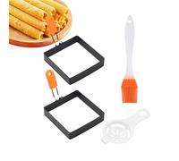 Non-Stick Egg Ring Mold - Stainless Steel Cooking Ring with Silicone Handle | Square Egg Shaper for Macmuffins Pancakes, Breakfast Sandwiches, Kitchen Frying Pan or Griddle