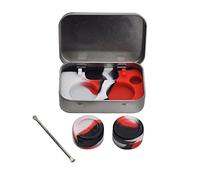 Non-Stick Food Grade Silicone Dab Containers Set Wax Container Silicone Jar for Oil Wax Container Jar for Cream with Carving Tool Dab Container for Wax Oil(2 Pieces 5ml) (Red)