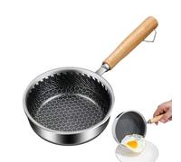 Non Stick Frying Pan - 14x13x4.5cm Wooden Handle Pan Pot, Grill Pan Utensils | Ergonomic For Eggs Fish Vegetables Pork Chicken | Hotel Portable Restaurant Cooking Tools For Dining Room,
