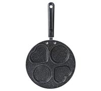 Non Stick Frying Pan 4 Holes Stone Coating Home Kitchen Cookware Cooking Tool for Fried Eggs Pancakes Gas Stove Electric Ceramic Stove Black 41 x 24 x 2.5 cm (Two circles and two heart-shaped holes
