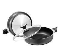 Non-Stick Frying Pan with Lid-Multipurpose Deep Frying Surface for Pancakes,Crepes, Omelettes & Stir-Fry,Induction Safe Saute & Cooking Pan,PFAS Free Non-Toxic Cookware for Gas & Induction Hob (24cm)