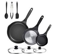 Non-Stick Frying Pan with Stone Coated Lid and Non-Stick Interior Coating German Greblon PFOA-Free Suitable for All Heat Sources Including Sets