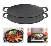 Non-Stick Grill Pan - Multi-Function Korean BBQ Cast Iron Griddle with Anti-Scalding Handle for Indoor/Outdoor Cooking