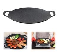 Non-Stick Grill Pan - Multi-Function Korean BBQ Cast Iron Griddle with Anti-Scalding Handle for Indoor/Outdoor Cooking