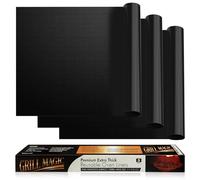 Non-Stick Heavy Duty Oven Liners(3-Piece Set)-Thick,Heat Resistant Fiberglass Mat-Easy to Clean-Reduce Spills, Stuck Foods and Clean Up-Kitchen Friendly Cooking Accessory, by Grill Magic