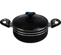 Non Stick Marble Coated Casserole Pot Twin Side Handles with Tempered Glass Lid 22cm