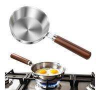 Non Stick Mini Pan for One Egg, 5" 12cm Egg Frying Pan with Handle | Heat Resistant Cooking Pot with Wooden Handle, Portable Camping Cooking Omelet Skillet Pans for Gas Stove Induction Hob