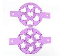 Non Stick Pancake Pan Egg Maker Egg Mold Ring Kitchen Baking Cooking Tool Set of 2 Silicone Egg Pancake Rings with Handle for Heart and Star Shaped Breakfast Easy to Use