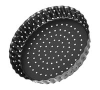 Non-stick Pizza Pan with Removable Bottom round Baking Tray Carbon Steel | Fluted Sides, Black Finish, Easy Release and Clean Handling, Quiche Tin for Chocolate Cake Baking