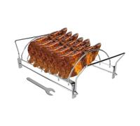 Non-Stick Ribbed Grill | Six Ribs Cooking Grate for BBQ, Foldable Rust Protection, Multi-Purpose Grill Accessories for Barbecue Skewers, Pork, Chicken, Beef