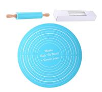 Non-Stick Rolling Pin Silicone Baking Mat, Rolling Pin with Silicone Baking Mats - Kitchen Fondant Set | Non-Stick Rolling Pin and Large Silicone Baking Mat for Home, Cafe, Restaurant