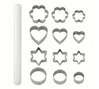 Non-Stick Rolling Pin with 4-Piece Cookie Cutter Set, 33cm Food Grade Baking Tool, ABS & Metal Dough Roller for Cookies, Pizza, Pastry, Fondant, Ideal for Home Baking & Beginners