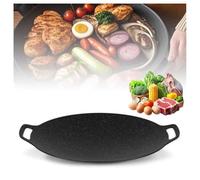 Non-Stick Round Baking Pan Upgrade Korean BBQ Grill Pan Cast Iron Large Griddle Pans, Multifunctional Barbecue Frying Pans Grill Plate for Indoor Outdoor Cooking Camping
