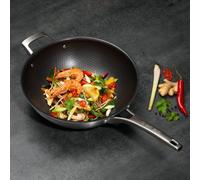 Non-Stick Scratch Resist 'HexGuard' 30cm Wok Frying Pan Hairy Bikers Metallic Silver One Size