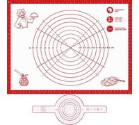 Non Stick Silicone Baking Mat with Measurement 60 x 80cm Large Dough Rolling Kneading Mat Non Slip Pastry Mat, Placemat,Dough Rolling Mat,Placement/Fondant/Pie Crust Mat (2pcs red)
