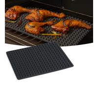 Non-Stick Silicone Pyramid Baking Mat, Reusable Roasting Tray Liner, Black | Elevates food for airflow underneath and lets fat drain between the points; dishwasher-safe design makes cleaning up easier.