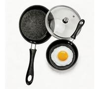Non Stick Small Frying Pan, Glass Lid, Heat Resistant, Portable, Black