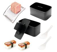 Non-Stick Spam Musubi Mold Kit, 2 PCS Musubi Press Mold for Sushi and Onigiri, Including 1 PCS Stainless Steel 304 Luncheon Meat Slicer for SPAM and 2 PCS Rice Paddle