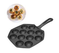 Non Stick Takoyaki Pan,12 Grid Octopus Meatballs Frying Pan, Cast Iron Square Cooking Plate Octopus Ball Maker Takoyaki Mold Maker Skillet with Handle for Kitchen Small Desserts Baking Cooking