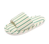 Non Striped Female Home Comfort Cotton Linen Floor Shoes Soft Bottom Four Seasons Leisure One Word Slippers Ladies Slippers Uk (Light Green, 40)