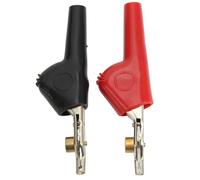 Non Stripping Test Clips with Needle, Insulated Electrical Clamp for Voltage Tester and Battery Projects Cupronickel PVC Red Black 25mm Opening 2 Pieces