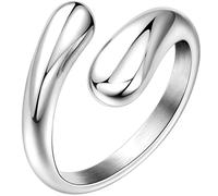Non Tarnish Gold Chunky Rings for Women, 14K Gold Plated Statement Dome Rings Stacking Silver, Adjustable Mens Eternity Wedding Band Mixed Metal Jewelry Size 3-13, 9 UK, Stainless Steel, No Gemstone