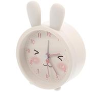 Non-ticking Bunny Alarm Clock Night Light Small Silicone Desk Clock for Bedroom Office Dormitory White Cartoon Rabbit