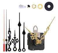Non-Ticking Hands Quartz DIY Wall Clock Movement Mechanism Battery Operated DIY Repair Parts Replacement with 3 Different Pairs of Hands, 15/32 Inch Maximum Dial Thickness, 7/8 Inch Total Shaft Length