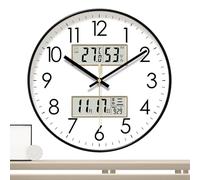 Non Ticking Wall Clock - Round Glow In Dark Clock | Silent Wall Clocks | 10 12 14 Inch Night Light Walls Clocks With Temperature Humidity Monitor - Silent Home Walls Decor For Bedroom Living Room