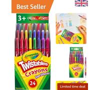 Non-Toxic 24-Pack Twistable Crayons - Regular, Neon & Rainbow for Young Artists